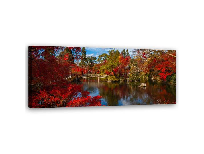 Feeby Wandbild japanischer garten natur, Rot, Orientalisch, Rechteckig, 90x30 cm, Bilder & Rahmen, Bilder, Leinwandbilder