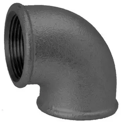 Hermann Schmidt Temperguss Winkel DN 25, 1" 90°, Innengewinde, schwarz