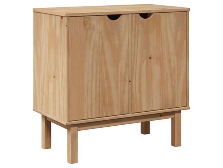 Makastle Sideboard Flurschrank 75x40x75 cm Braun Massivholz Kiefer mit Zwei Türen