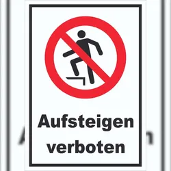 HB-Druck Aufsteigen verboten Schild A1 Rückseite selbstklebend