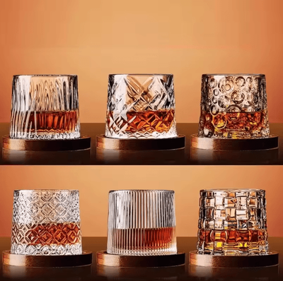 Inspire Picks Rotating Base Crystal Whiskey Glass Spinning Tumbler For Whiskey Wine And Brandy g 4pcs