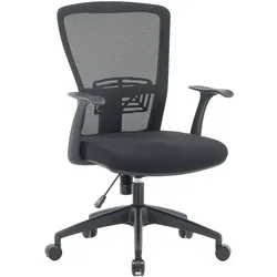 Dmora Bürostuhl Devonport, Mesh-Arbeitsstuhl mit Armlehnen, Ergonomischer Bürositz, 60x64h98/108 cm, Schwarz