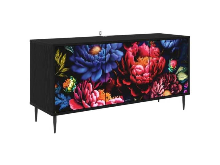 VIHHQGC TV-Schrank Kiel 102 x 33 x 51 cm Schwarz Eichen-Optik Holzwerkstoff Geräumige Fächer, erhöhte Füße, moderne Eichen-Optik, robuste Holzwerkstoff-Konstruktion, pflegeleichte Oberfläche