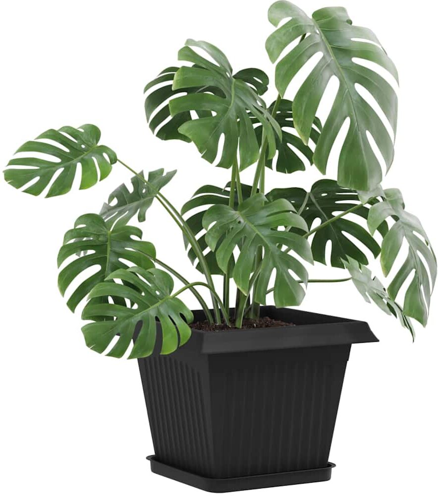 vidaXL Pots de plantes 6 pc Noir Plastique