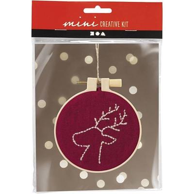 Creativ Company DIY Sets Sticken & Nadelstanzen Mini Kreativ Set Sticken, Rentier, Kreativ Box
