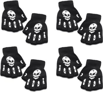 Inspire Essentials GlowSkull Halloween Skeleton Half Finger Gloves 8