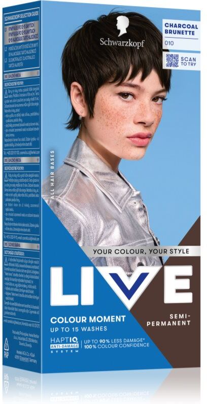 Schwarzkopf LIVE Colour Moment coloration capillaire semi-permanente teinte 010 Charcoal Brunette 50 ml