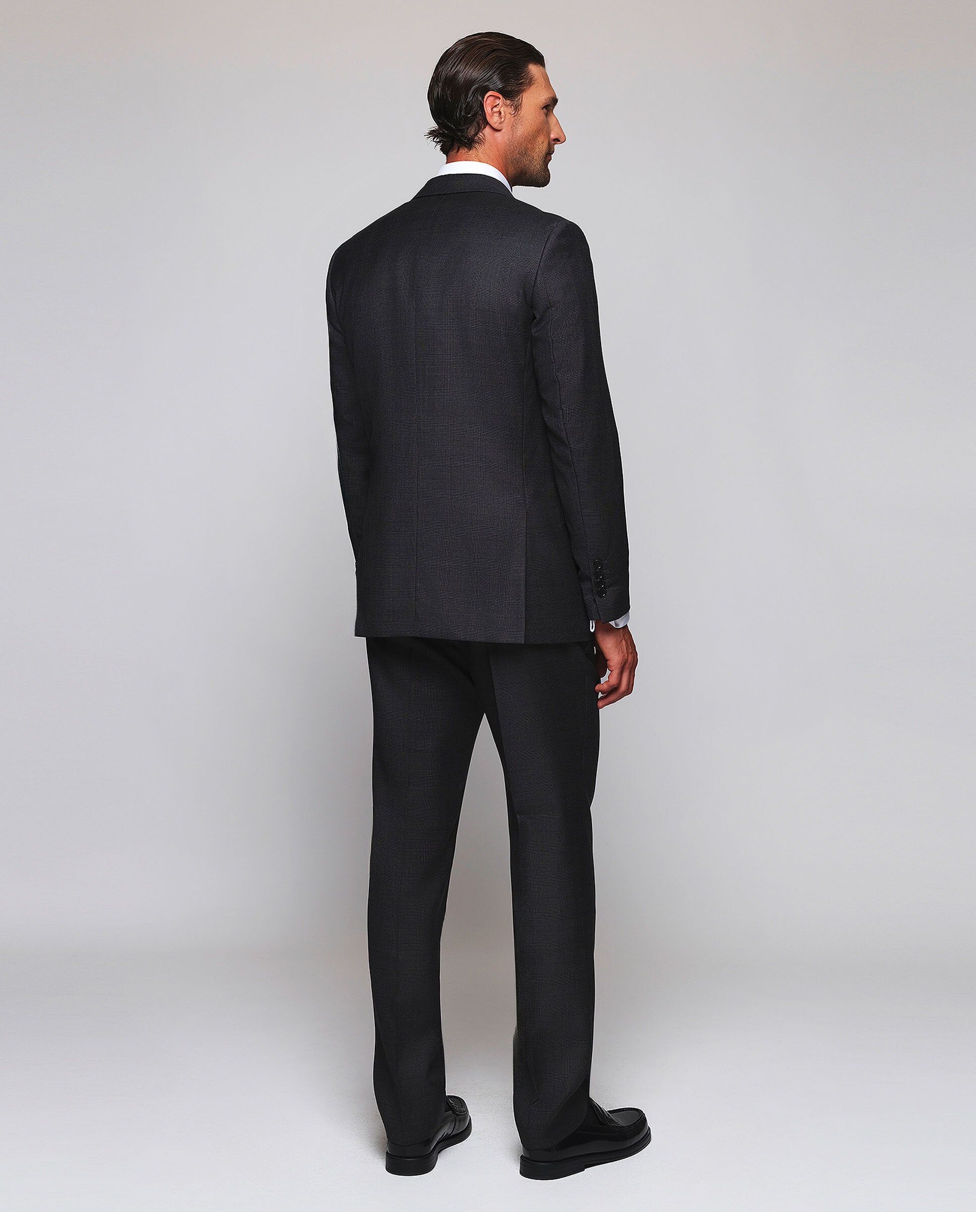 MIRTO Traje gris medio de lana Príncipe de Gales-48 Hombre