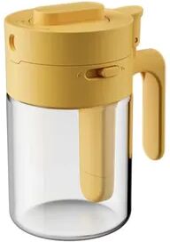 Youfap Market Salt Container Glass Spice Bottle, Household Kitchen Moisture Proof Seasoning Jar, Spoon Separation yellow