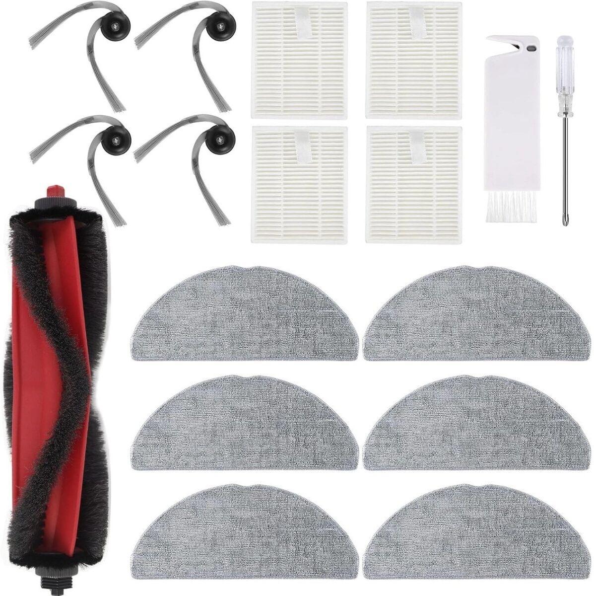 INF Ersatzteil-Set kompatibel mit Roborock Q7 M5/Q7 M5+/Q7 L5/Q7 L5+ - Hauptbürste, 4 HEPA-Filter, 6 Moptücher, 4 Seitenbürsten