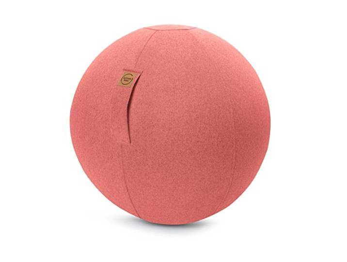 Sitting Ball Felt Sitzball mit Filzimitat, Gymnastikball mit Stoffbezug, Fitnessball mit Filzhülle, Yogaball, ca. 65 ⌀, bei 30° waschbar, lachs