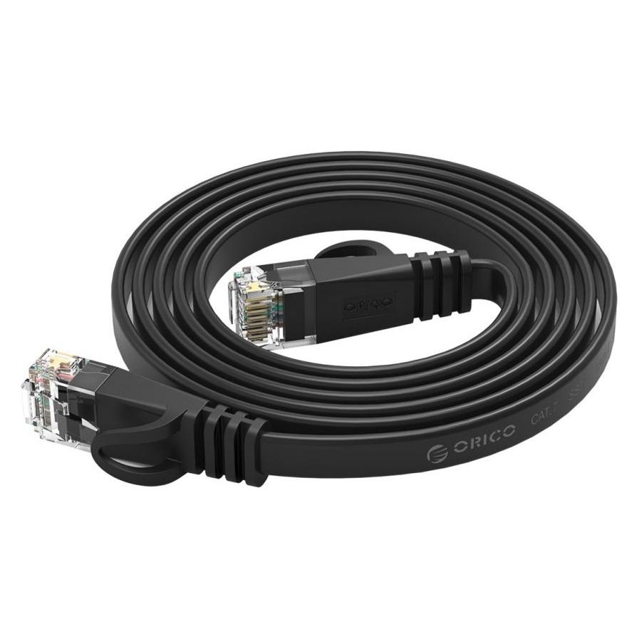 Orico Kabel sieciowy Ethernet PUG-C7B CAT7 10Gbps RJ45 internetowy LAN płaski 15 m - czarny (FTP, CAT7, 15 m) (ORICO)