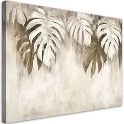 WANDBILD monstera blätter hängen beige