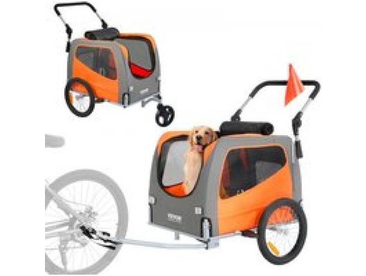 VEVOR Hunde-Fahrradanhänger, trägt bis zu 30 kg, 2-in-1-Fahrradträger für Haustier-Kinderwagen, einfach zusammenklappbarer Wagenrahmen mit Schnellspannrädern, universeller Fahrradkupplung, Reflektoren
