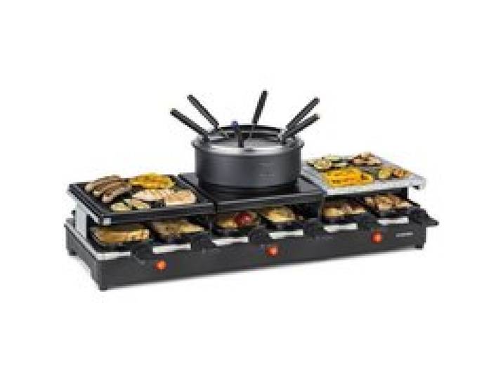 Klarstein Fonduelette XL 3-en-1 gril à raclette & fondue pierre naturelle 1650 W 12 Personnes
