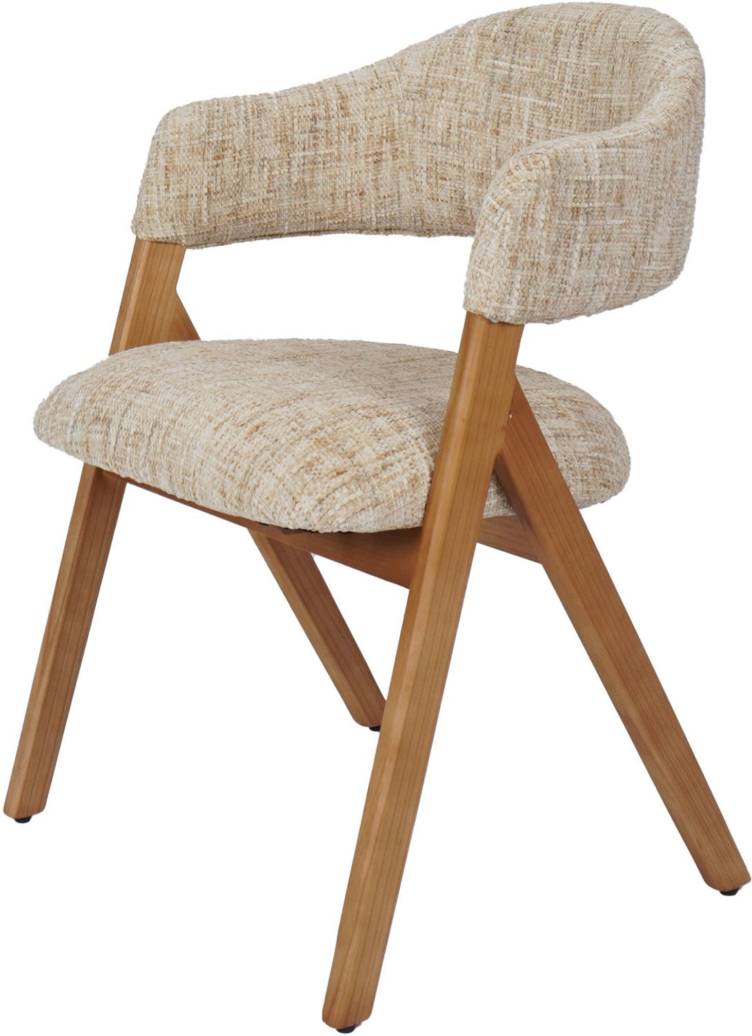 Eetkamerstoel Noella - Beige - Moderne Kuipstoel met Armleuningen in Scandinavische en Hotel Chique Stijl