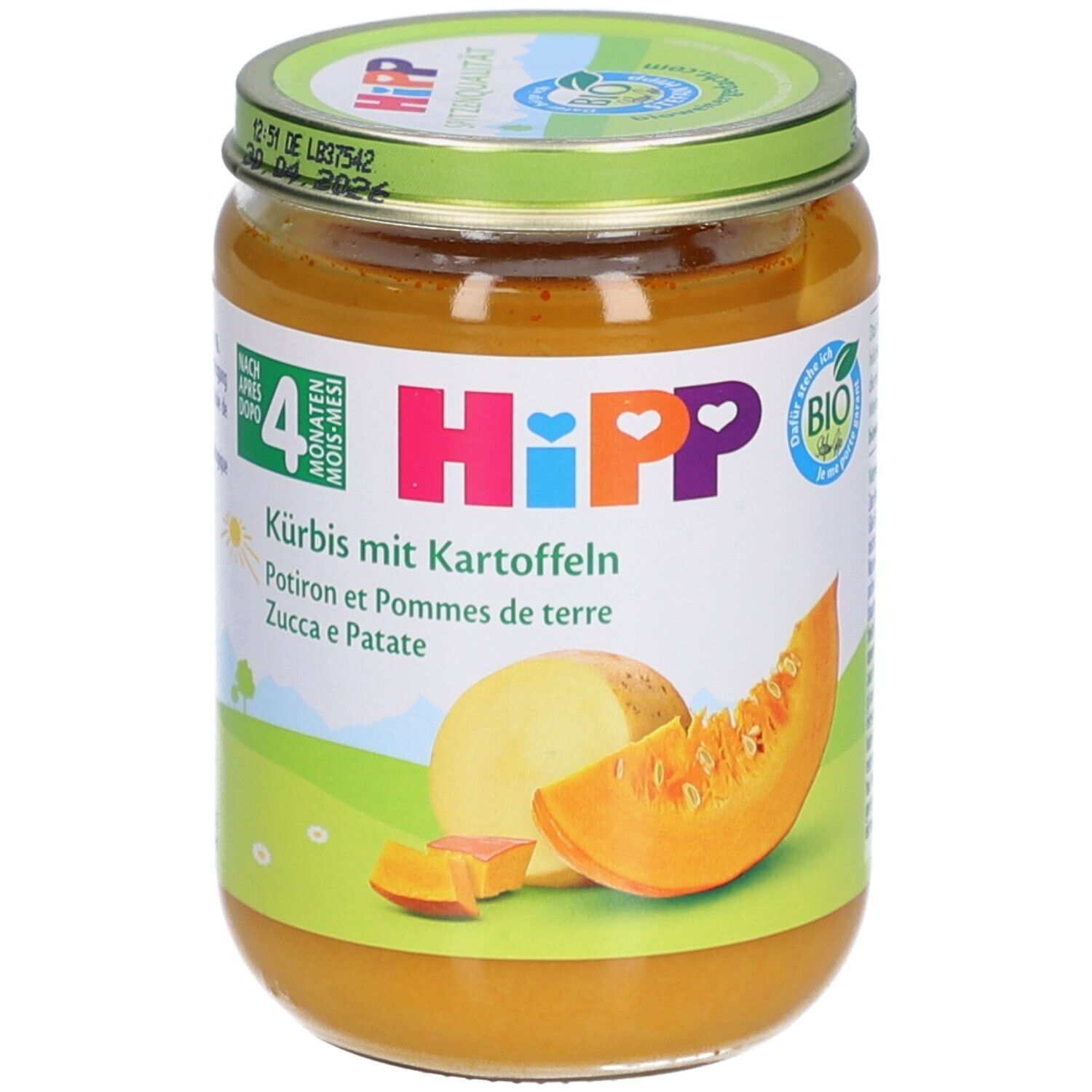 HiPP Kürbis mit Kartoffeln, ab dem 4. Monat x4 4x190 g Brei