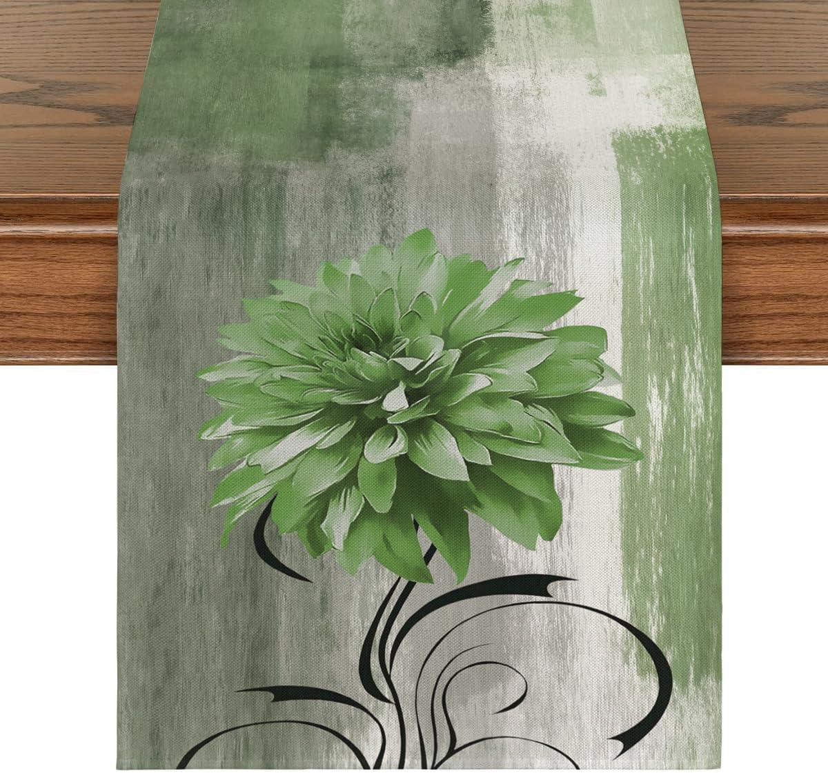 Linnen placemat lichtgroen 33 x 183 cm voor de eetkamer en keuken
