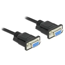 DeLOCK Seriell Kabel RS-232 D-Sub 9 Buchse zu Buchse Nullmodem mit schmalem Steckergehäuse - Full Handshaking - 0,5 m