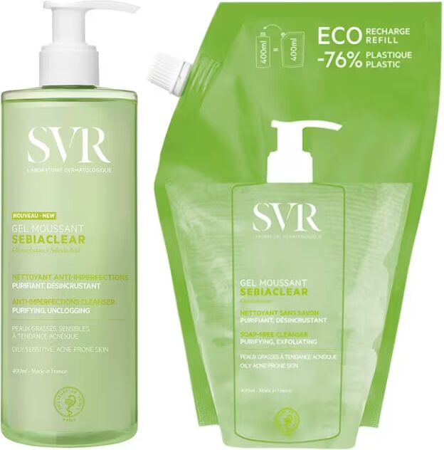 SVR Sebiaclear Gel Moussant 400ml + Recarga Pack