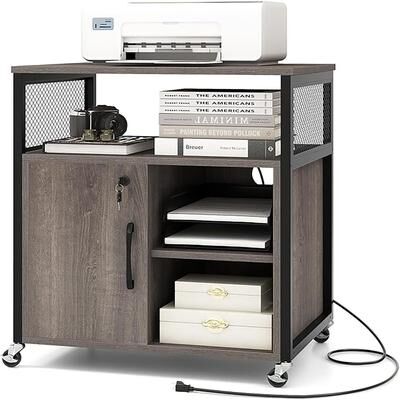 File Cabinet Charging Station Cable Management Hole Shelves & Wheels