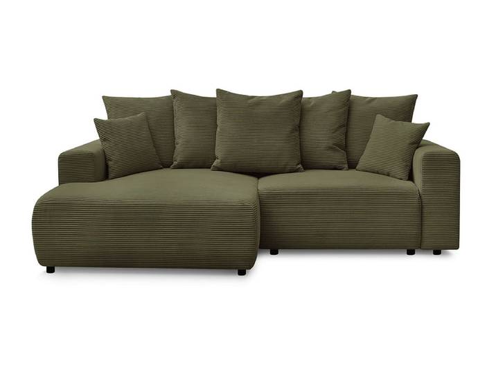 Ecksofa BOBOCHIC ATILLA Cord-Stoff hellgrün