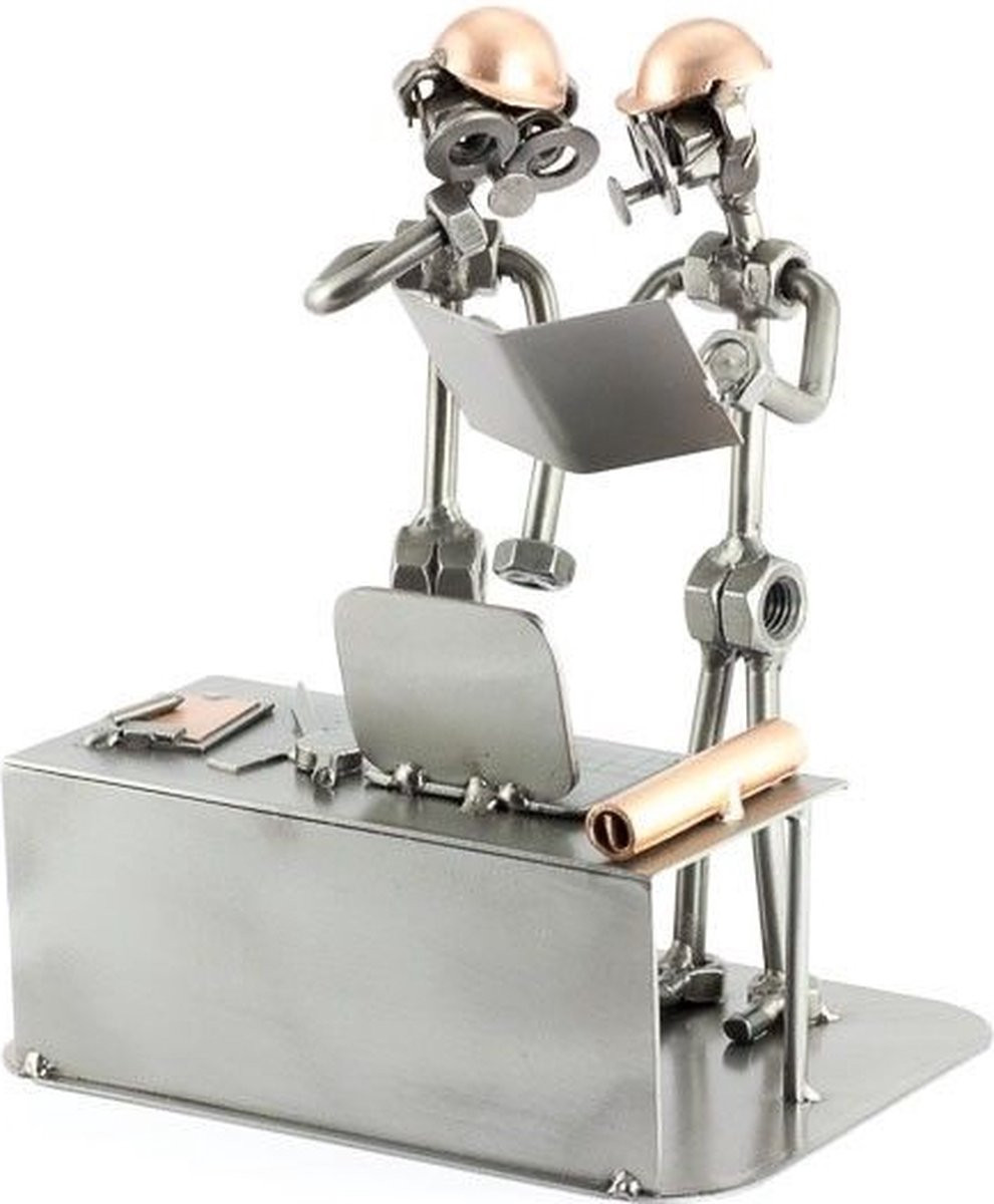 Sculptuur Ingenieur Beroepen Beeldje van Metaal voor op Tafel, B/D/H: 18 x 12 x 15 cm