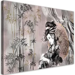 WANDBILD geisha und bambus