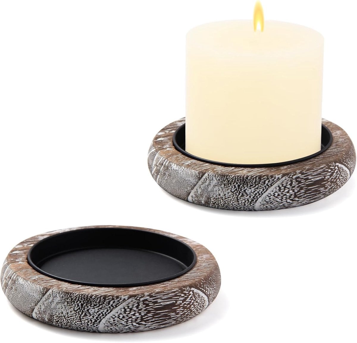 Set van 4 houten kandelaars in landelijke stijl voor tealights
