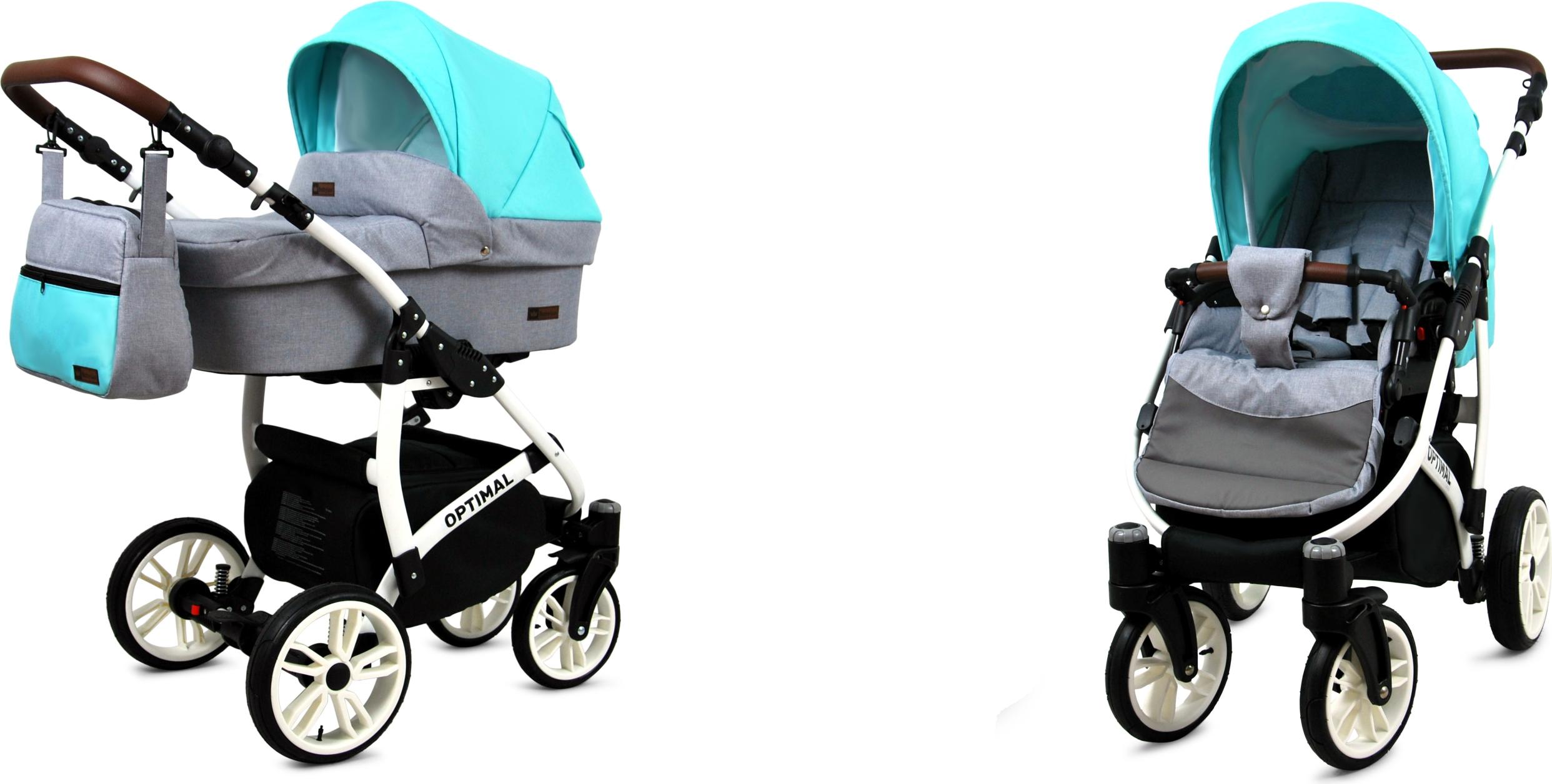 BabyLux Optimal | 2in1 Kinderwagen Set | Mint | Kombikinderwagen | Kinderwagenset | Buggy + Bab