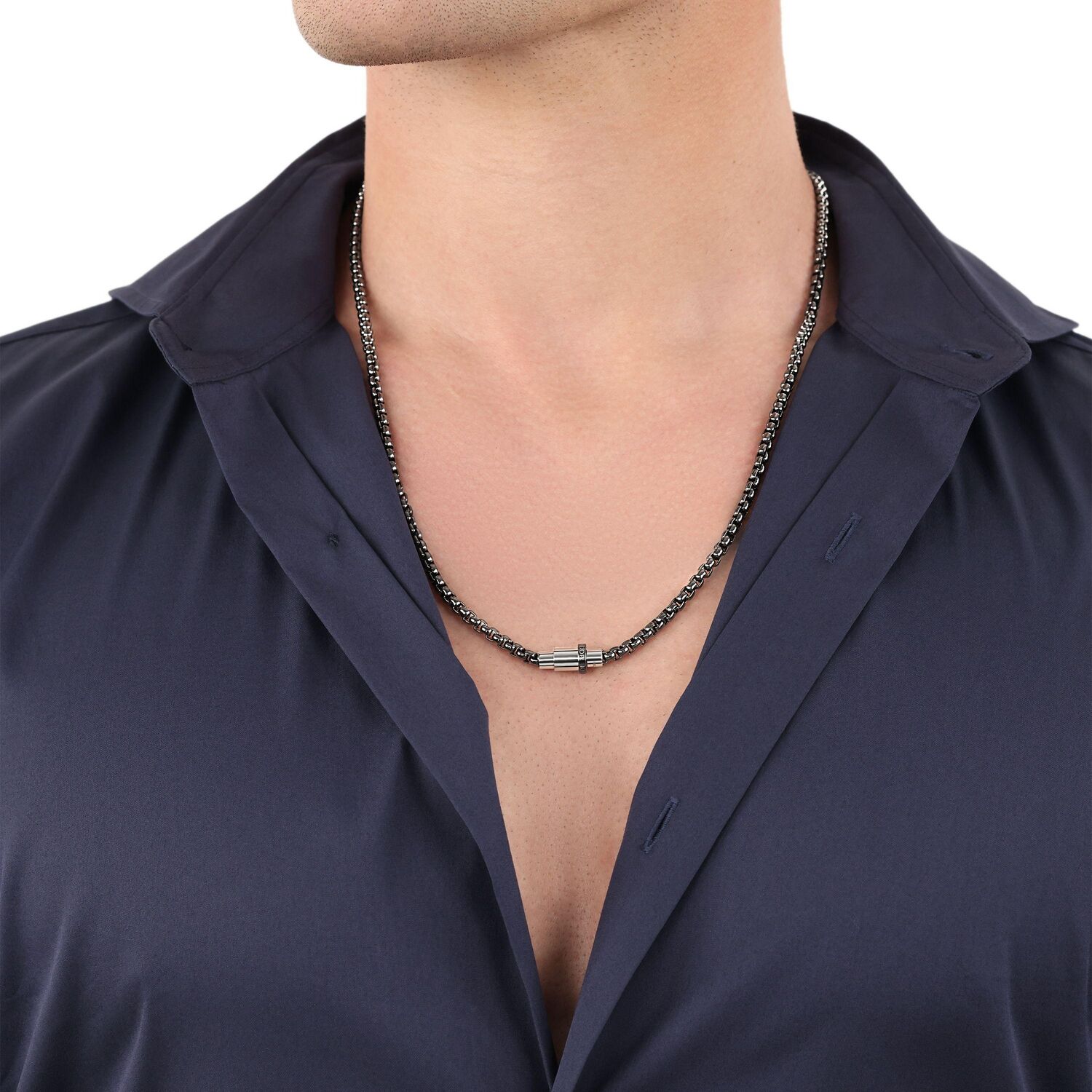 Joop! Edelstahlkette JOOP "Schmuck, Geschenk", gunfarben, edelstahlfarben, Halsketten, Herren, Edelstahl, L: 60 B: 4mm, Edelstahlkette, B:4mm