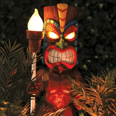 Inspire Curations Solar Tiki Totem Garden Statue Tropical Outdoor Patio Light man