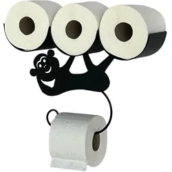 DanDiBo Toilettenpapierhalter Schwarz Matt Wand Metall Affe Klopapierhalter Toilettenrollenhalter WC Rollenhalter Ersatzrollenhalter