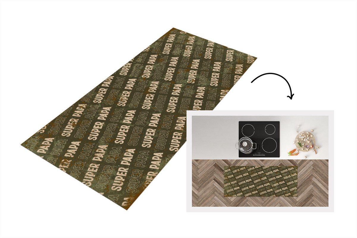 Keukenloper Vinyl met Superpapa Quote - 120 x 50 cm