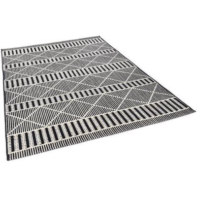 Teppich TOM TAILOR HOME "Funky Outdoor Geometric", schwarz, B:60cm H:5mm L:100cm, Polypropylen (PP), Teppiche, Teppich, Flachgewebe, modernes Rauten Design, Outdoor geeignet, Wohnzimmer