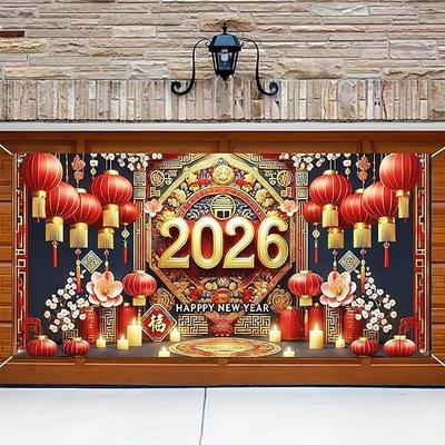 Silvester Tapisserie Garagentorabdeckung Großes Hängendes Feuerwerk Niedlich 3D Party Outdoor Urlaub Hintergründe aufnehmen Yard Wohndeko