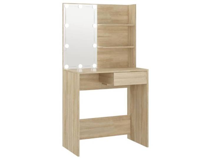 Coiffeuse - MARQUE - Chêne sonoma - 74 5x40x141cm - Bois d'ingénierie - LED intégrées