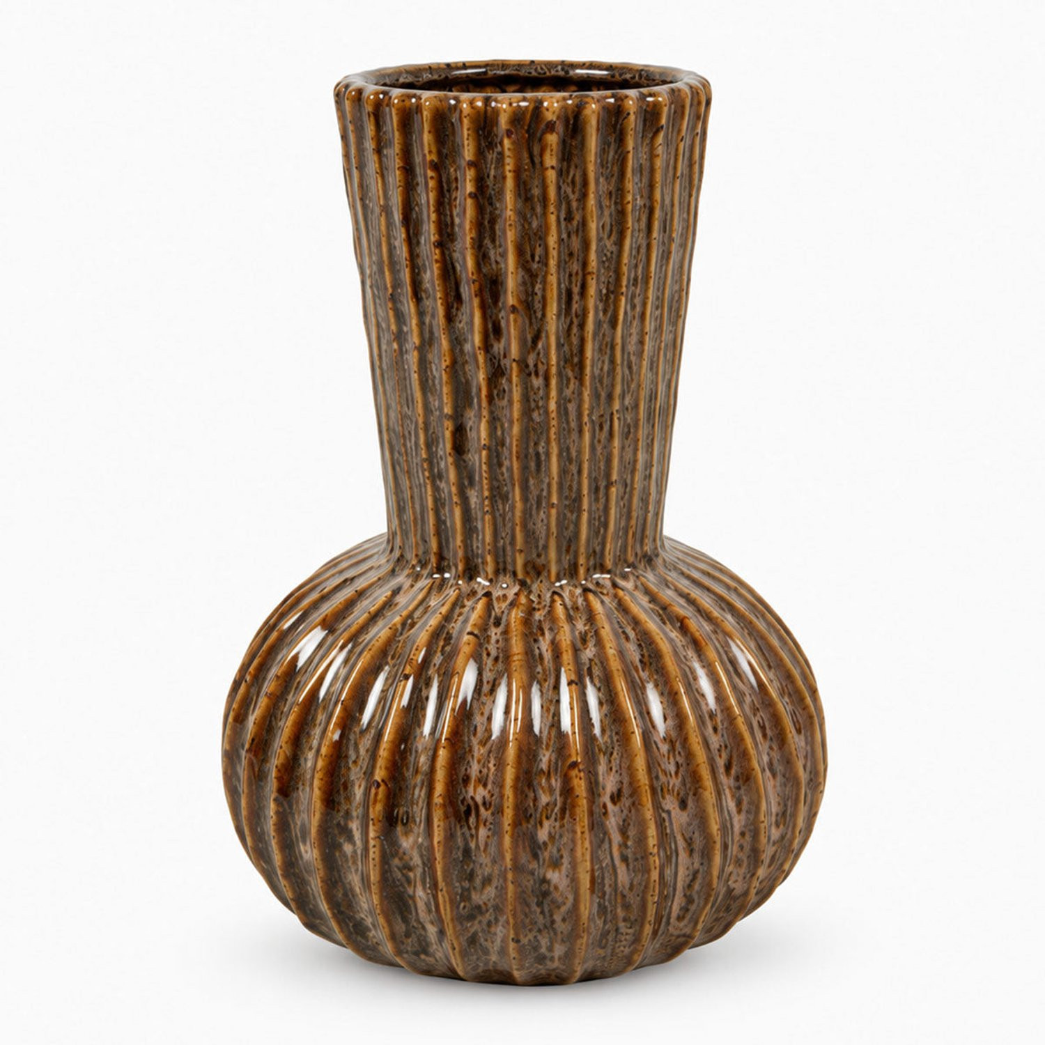 Countryfield Lenn Keramische Vaas - Bruin - Hoogte: 27 cm