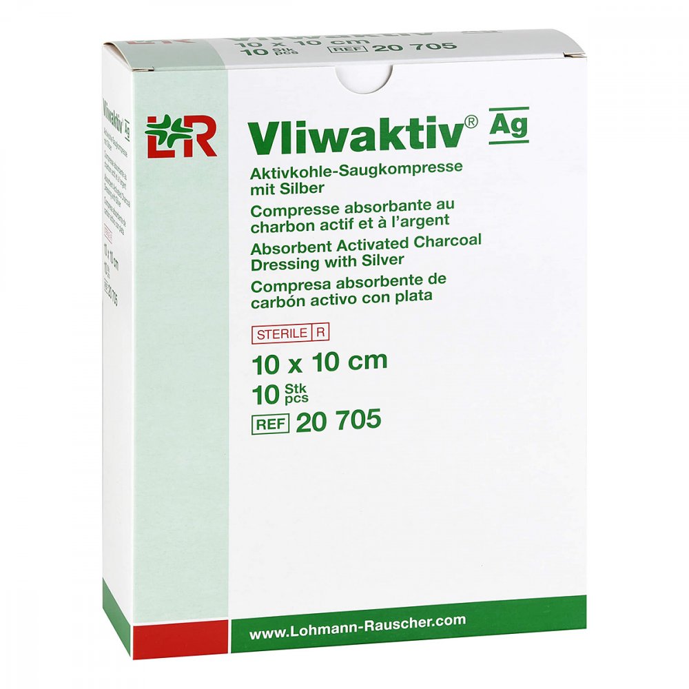 B2B Medical GmbH Vliwaktiv Ag Aktivkohle Saugkomp.m.silber 10x10 cm 15824221