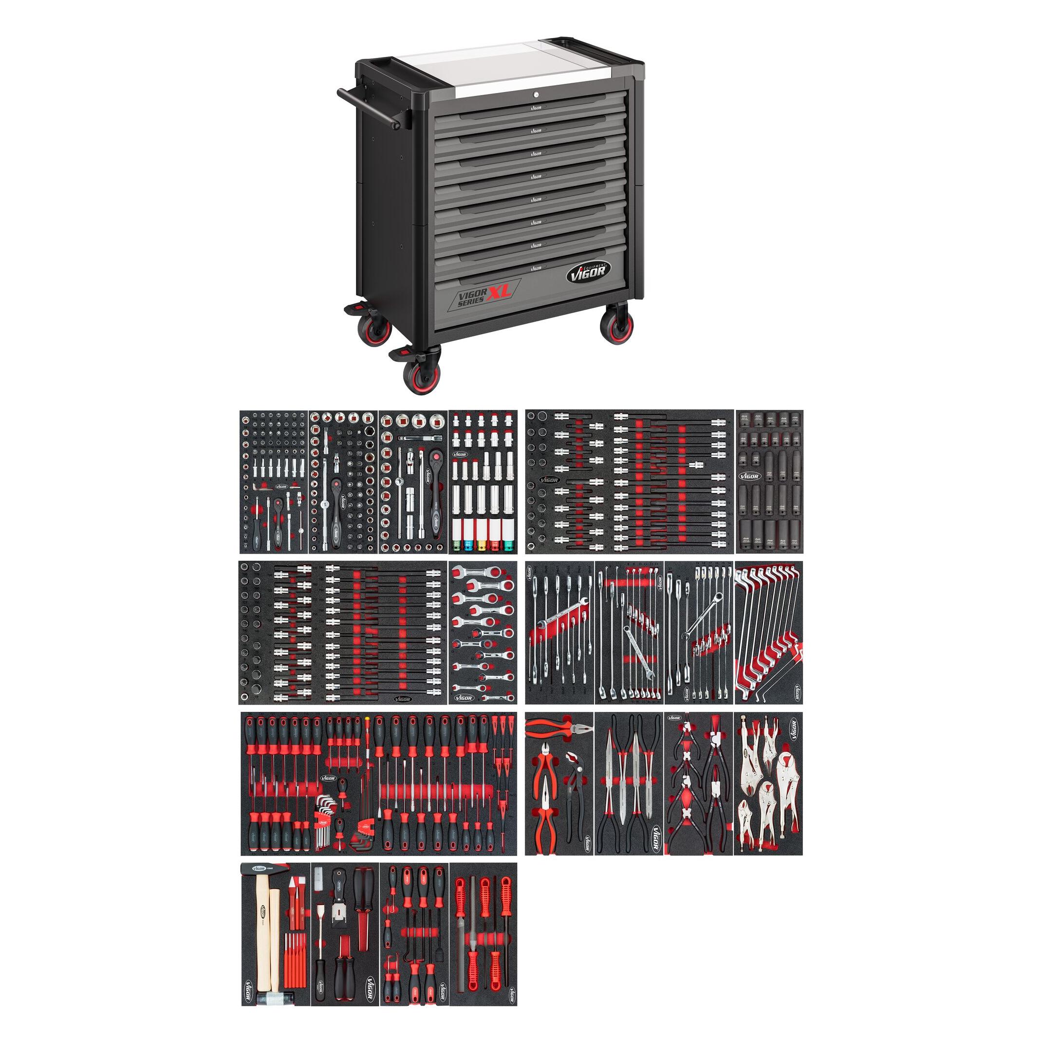 Vigor Vig Werkstattwagen best?ckt V4481-X/499| 1000 XL EDELST. INKL. SORT.499TLG. (499x) (V4481-X/499)