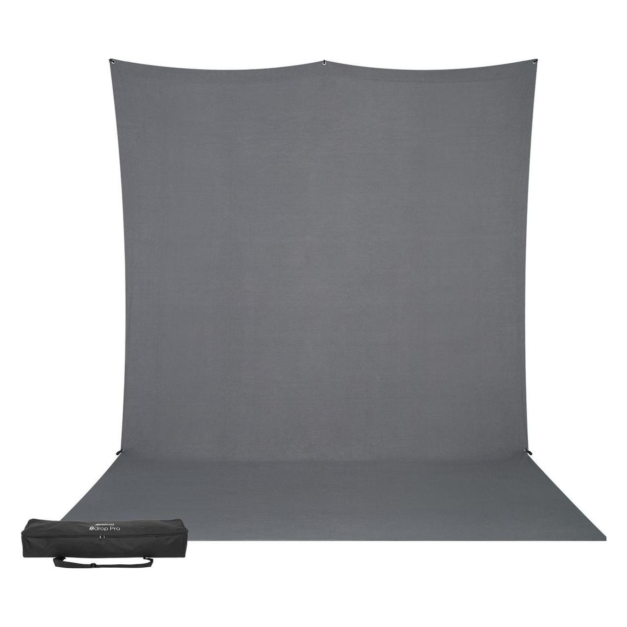 Westcott X-Drop Pro - Neutral Gray (8' x 13') Wrinkle-Resistant Backdrop Kit, 2.4x4 m (244 cm, 396 cm) (880SK)