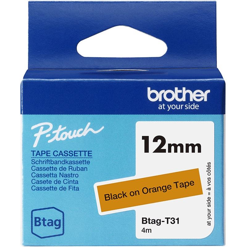 Brother Schriftband 12mmx4m schwarz/orange BTAG-T31