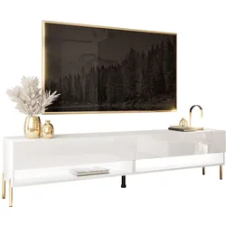TV-SCHRANK CALANTE 180 cm auf geraden goldenen Chrom-Beinen