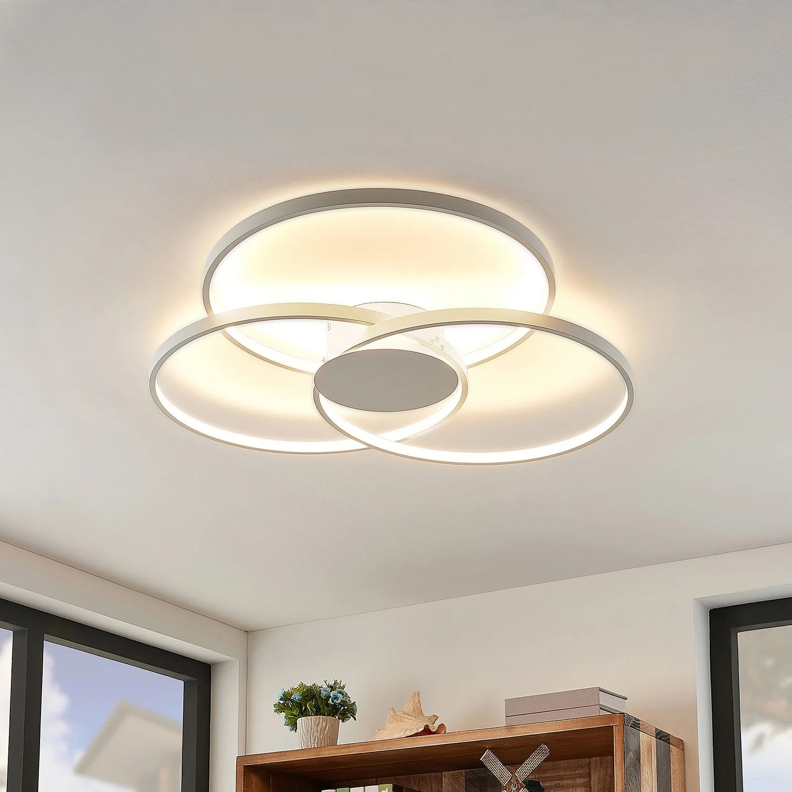 Lindby Riley LED-plafondlamp - Wit - Modern - Aluminium - Dimbaar