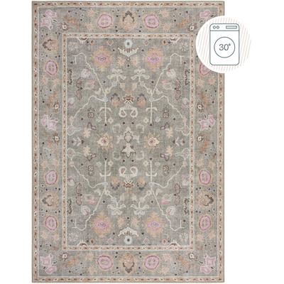 Teppich FLAIR RUGS "Una", grün, B:152cm H:4mm L:230cm, Kunstfaser, Teppiche, Teppich, Waschbarer Traditioneller Teppich