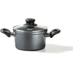 Stoneline Kochtopf 16 cm, mit Deckel, Induktion, Aluguss, beschichtet mit echten Steinpartikeln, grau, beschichteter Kochtopf Induktion 16cm Durchmesser, antihaftbeschichtet