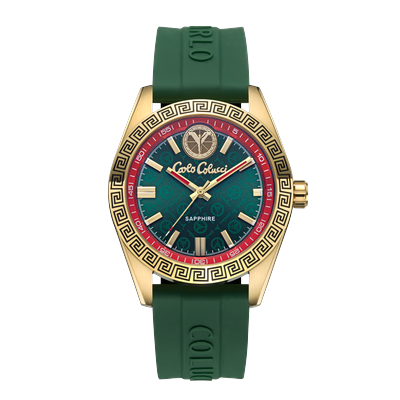 Quarzuhr CARLO COLUCCI, grün (grün, grüm), Armbanduhren, Herren, goldfarben, Quarzuhr, Armbanduhr, Herrenuhr, Silikonarmband, analog