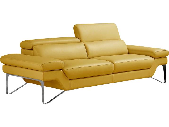 2,5-Sitzer EGOITALIANO Princess, Designsofa und super bequem, tolle Detailverarbeitung , gelb, B:236cm H:95cm T:108cm, Leder BULL (Echtes Rindsleder). Geschliffenes, pigmentiertes und behandeltes Rindsleder mit einer Dicke von 1, 3-1, 5 mm. Es handelt sich um ein weiches, geschütztes Leder. Eine leichte Deckschicht schützt sie vor Flecken, ohne ihre ursprünglichen Eigenschaften zu verändern. Dieses geschützte Leder kombiniert die Vorteile von Natürlichkeit und Weichheit mit einer guten Beständigkeit gegen Verschleiss und Ausbleichen. Das Vorhandensein der charakteristischen Zeichen, die das Leben des Tieres bestimmen, wie Narben, Körnungsunterschiede, Falten, Adern, Disharmonien in Farbtönen, beweisen ihre absolute Echtheit und grossen Wert. Leder CAREZZA (echtes Rindsleder) ist ein Naturleder, dass die ursprünglichen Eigenschaften der Haut nicht verändert. Das Vorhandensein von verheilten Narben, Körnungsunterschiede, Falten, Adern, Unterschiede in den Farbtönen und andere Spuren, die die Natur auf diesen Fellen hinterlassen hat, sind ein Beweis für die absolute Echtheit und das Zeugnis ihres grossen Wertes. Leder »NUVOLE« (Echtes Rindsleder). Halbnatürliches, halbnarbiges Rindsleder mit einer natürlichen Körnung von 1, 2 bis 1, 4 mm. Dieses Leder hat eine weiche, wachsartige Haptik mit mattem Aussehen und einem Wolkeneffekt. Es handelt sich um ein Naturleder, das die ursprünglichen Eigenschaften der Lederhäute nicht verändert. Das Vorhandensein von verheilten Narben, Körnungsunterschiede, Falten, Adern, Unterschiede in den Farbtönen und andere Spuren, die die Natur auf diesen Fellen hinterlassen hat, sind ein Beweis für die absolute Echtheit und das Zeugnis ihres grossen Wertes., Sofas, 2 5-Sitzer, inkl. verstellbarer Kopfteile