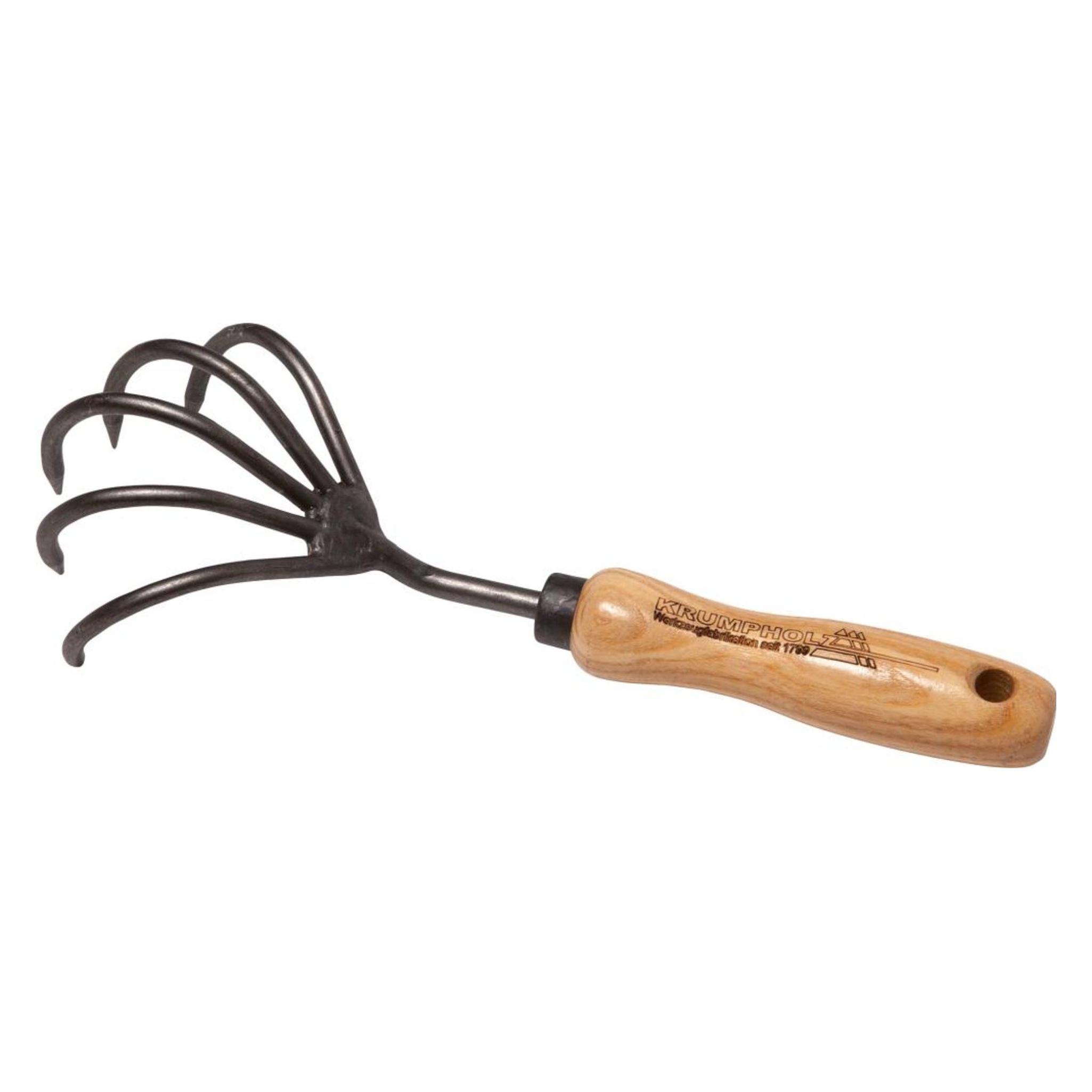 Magni Grubber geschmiedet - mit 5 Zinken und Eschenholzgriff mit 14 cm Länge - Krumpholz Gartengerät (4035208013350)