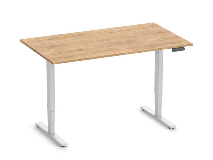 FOKUS Gestell Weiß, Tischplatte 1400 x 800 x 19 mm Eiche